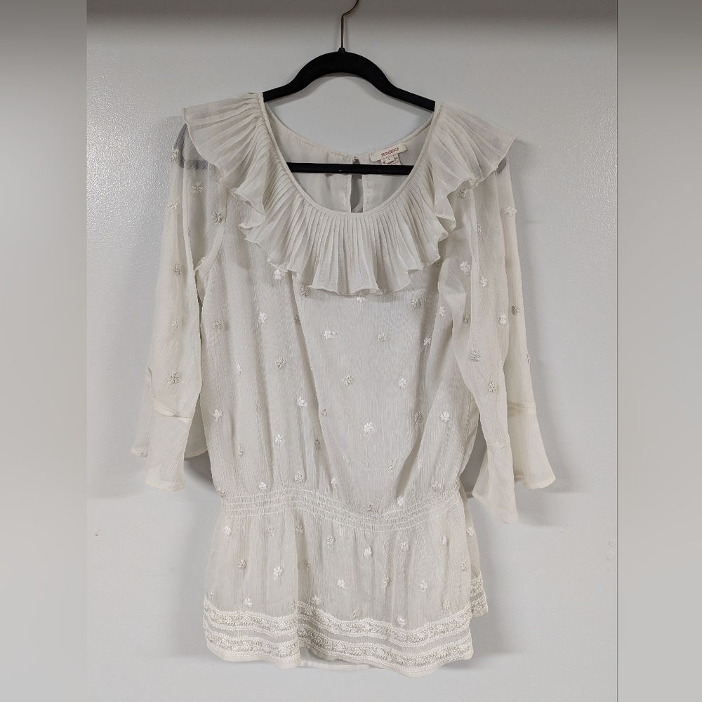 Sundance white flowy boho top